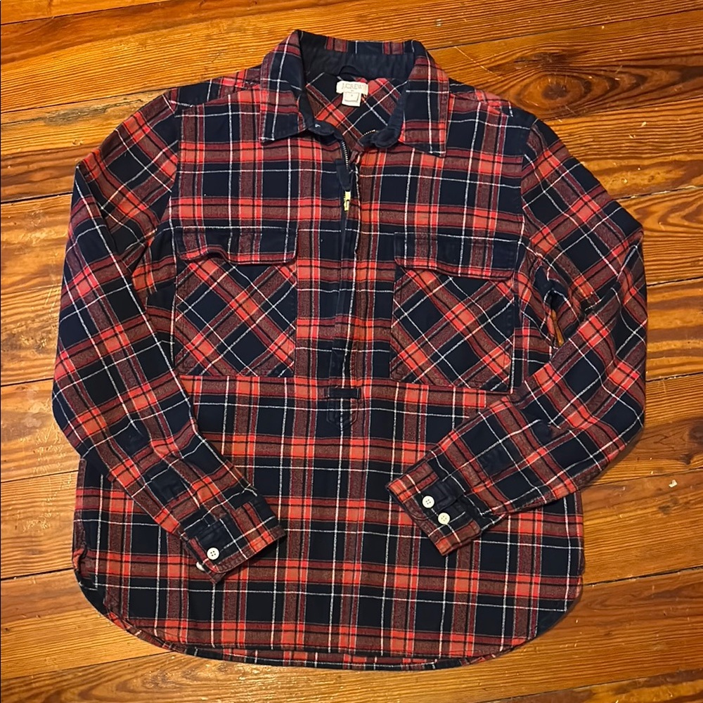 Plaid Button-Up Shirt - Red and Black